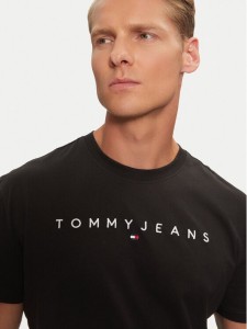 Tommy Jeans T-Shirt Linear Logo DM0DM20744 Czarny Regular Fit