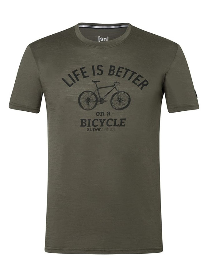 super.natural Koszulka "Better Bike" w kolorze khaki rozmiar: S