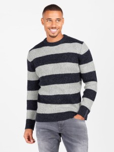 KEY LARGO Sweter "Harry" w kolorze granatowo-jasnoszarym rozmiar: XL