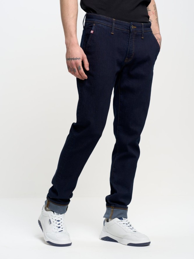 Spodnie chinosy męskie jeansowe granatowe Logan 784