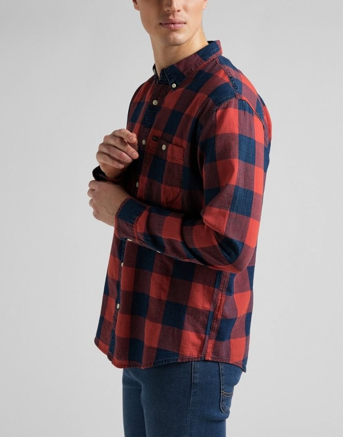 LEE RIVETED SHIRT MĘSKA KOSZULA W KRATĘ REAL RED L66IOVUI