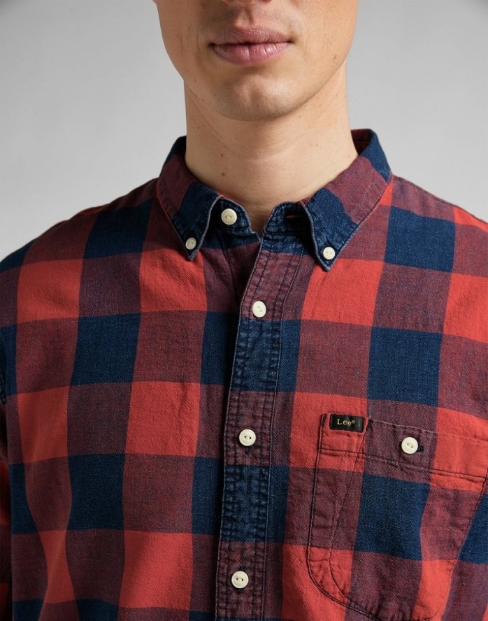 LEE RIVETED SHIRT MĘSKA KOSZULA W KRATĘ REAL RED L66IOVUI