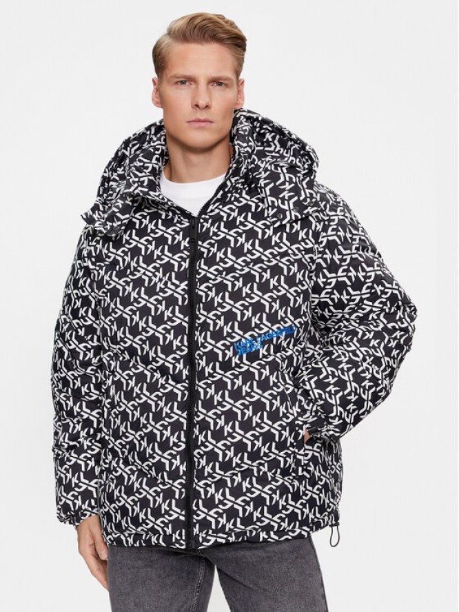 KARL LAGERFELD Kurtka puchowa Klj Monogram Aop Puffer Jacket 236D1500 Czarny Regular Fit