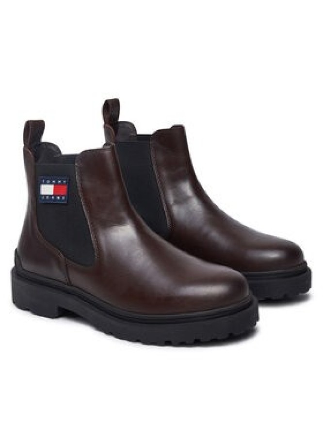 Tommy Jeans Sztyblety Tjm Leather Chelsea Boot EM0EM01448 Brązowy