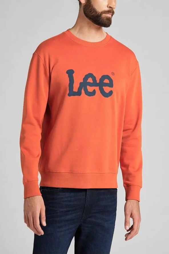 LEE BASIC CREW LOGO SWS MĘSKA BLUZA BEZ KAPTURA LOGO BURNT OCHRE L80XTJBH