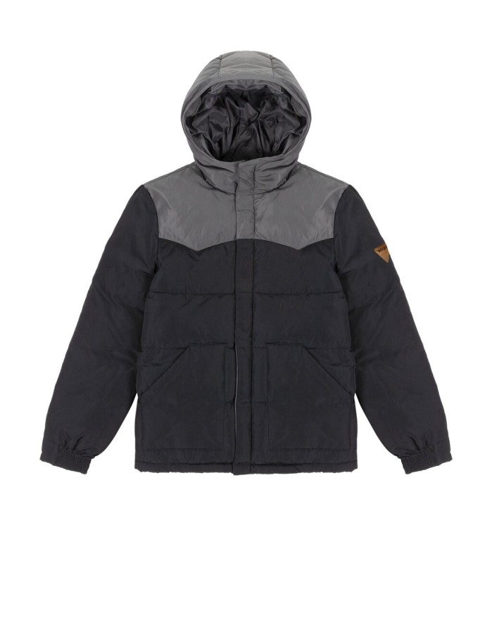 WRANGLER PUFFER JACKET MĘSKA KURTKA ZIMOWA Z KAPTUREM CIEPŁA BLACK W40AWU100