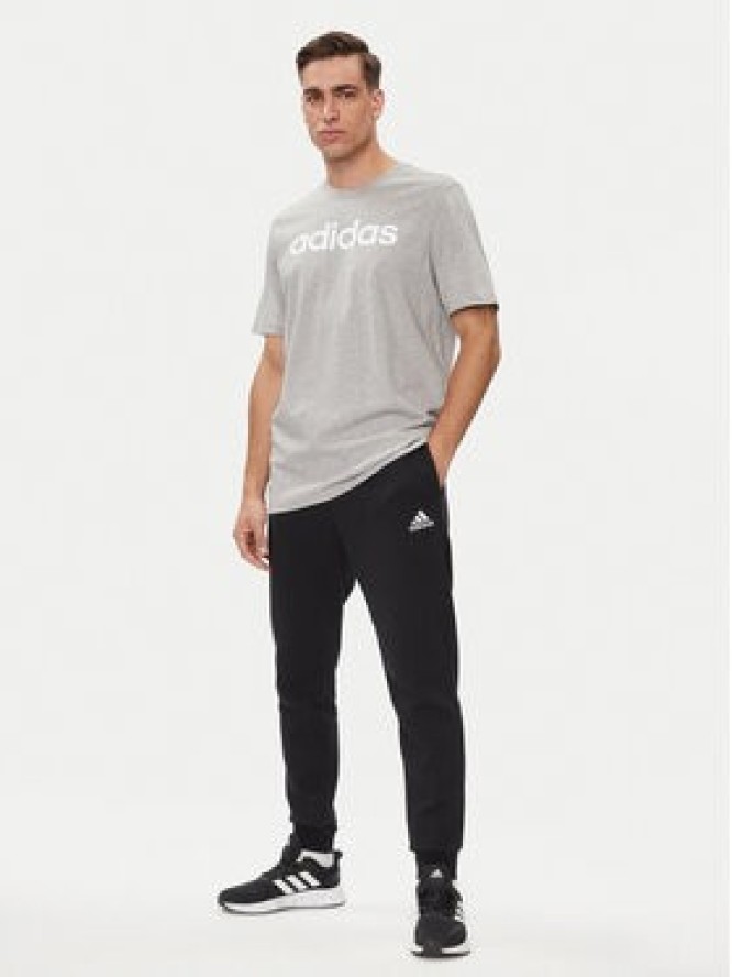 adidas T-Shirt Essentials Single Jersey Linear Embroidered Logo T-Shirt IC9277 Szary Regular Fit