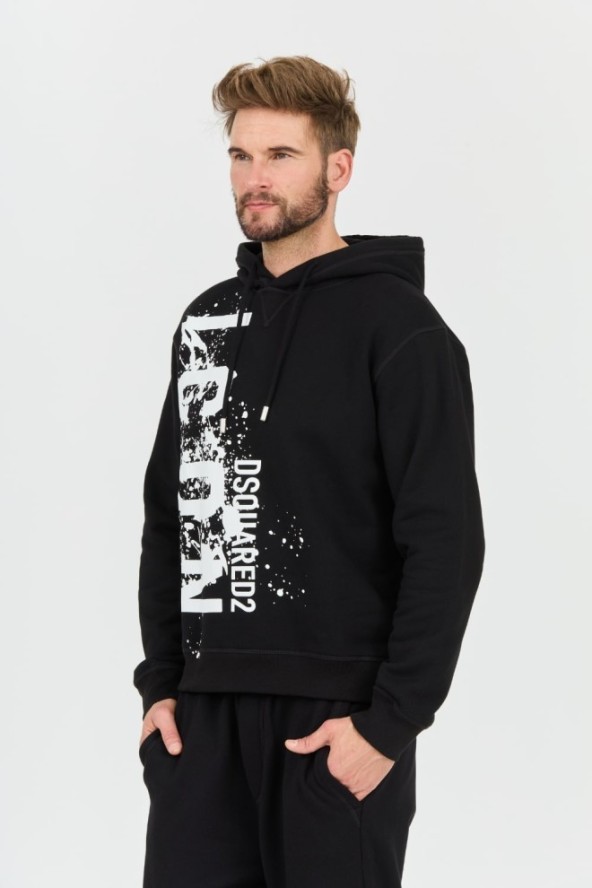 DSQUARED2 Czarna bluza z kapturem Icon Splash Cool Fit Hoodie