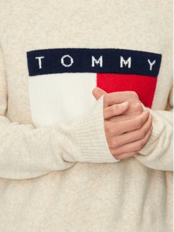 Tommy Jeans Sweter Flag DM0DM19442 Beżowy Regular Fit