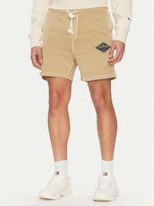 Tommy Jeans Szorty sportowe Varsity DM0DM20936 Beżowy Regular Fit