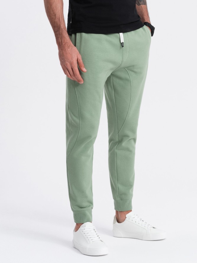 Spodnie męskie dresowe typu jogger - zielone V3 OM-PABS-0173 - XXL