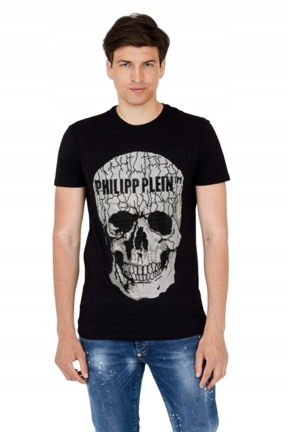 PHILIPP PLEIN T-shirt czarny z czaszką