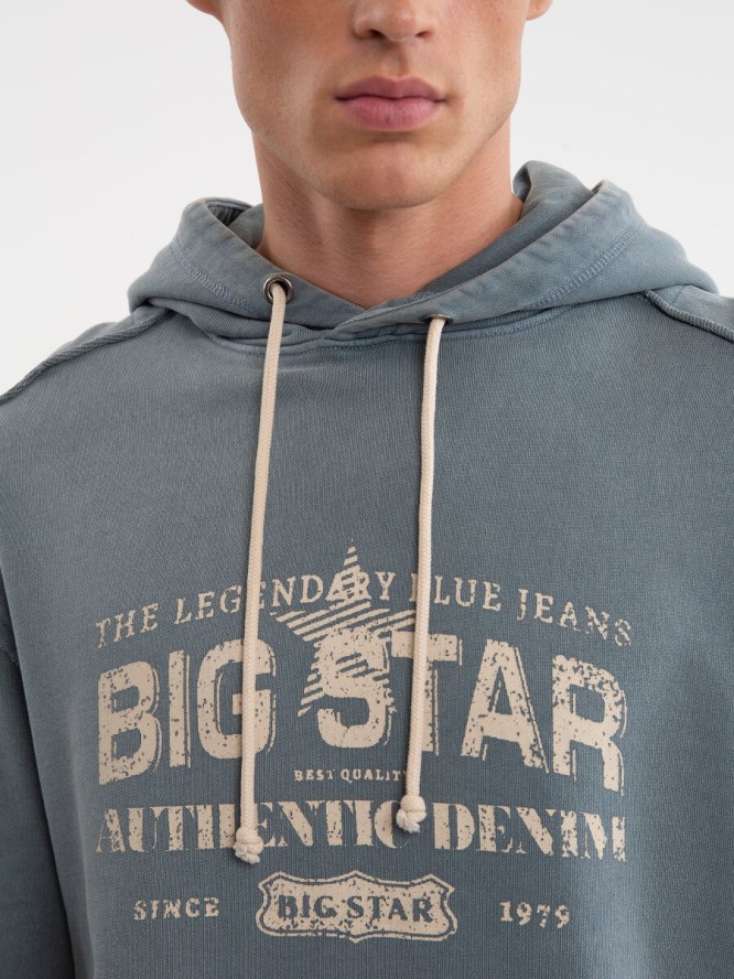 Bluza męska z kapturem z logo BIG STAR niebieska Enif 402