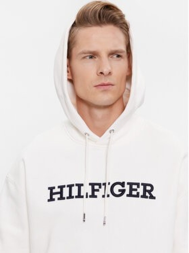 Tommy Hilfiger Bluza Monotype Embro MW0MW33062 Biały Regular Fit