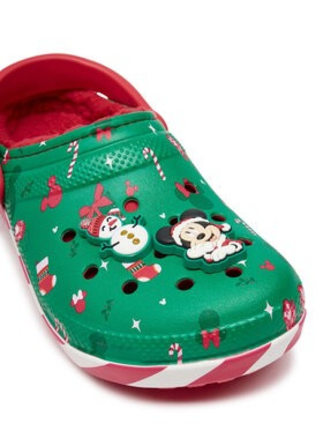 Crocs Klapki Classic Mickey Xmas Lined Clog 210813 Zielony