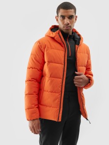 Kurtka puchowa narciarska z puchem syntetycznym męska - pomarańczowa