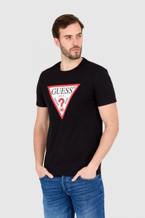 GUESS T-shirt czarny slim fit