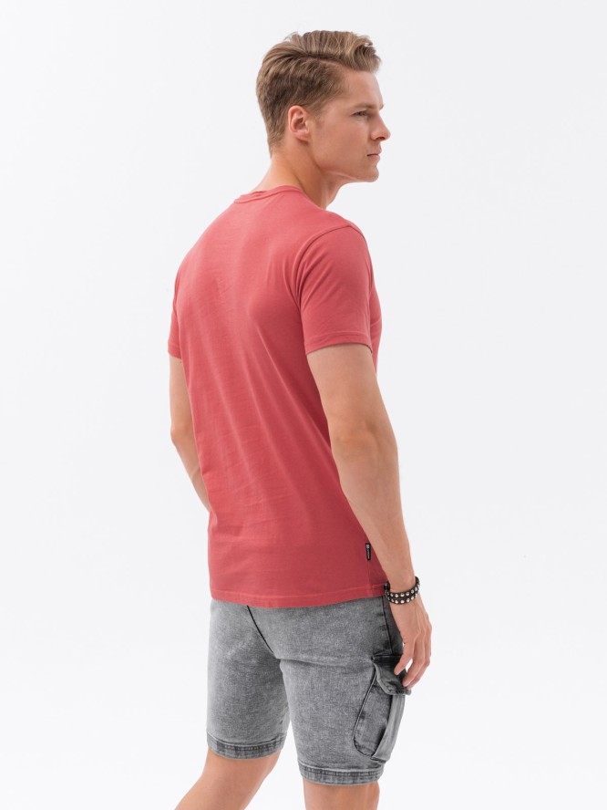 T-shirt męski bawełniany z nadrukiem - czerwony V4 OM-TSPT-0124 - XXL