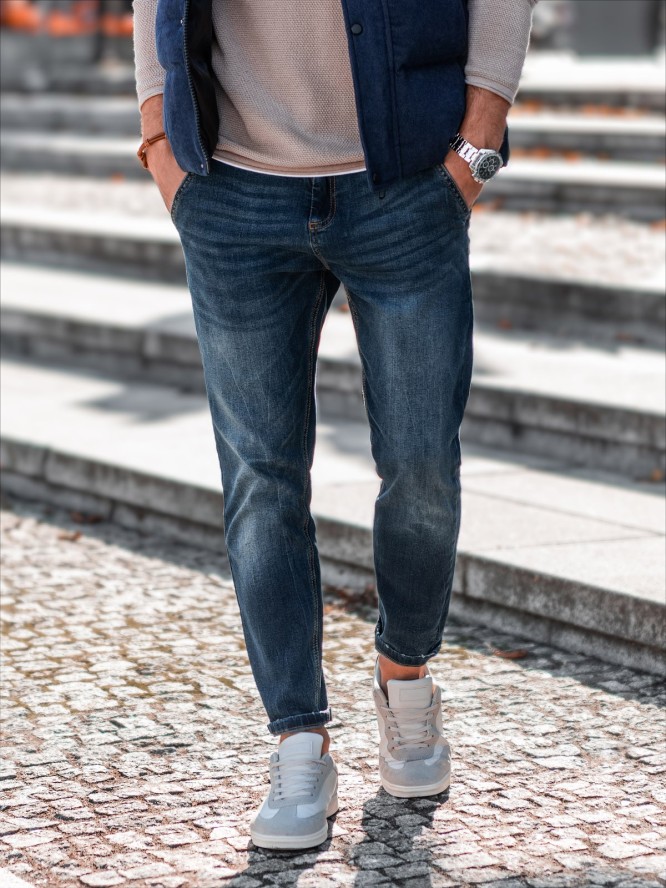 Spodnie męskie jeansowe SLIM FIT - niebieskie V2 P1077 - M