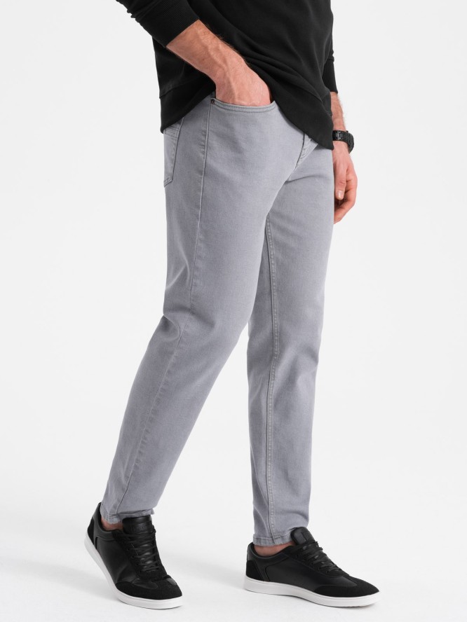 Spodnie męskie jeansowe bez przetarć SLIM FIT - szare V1 OM-PADP-0148 - XXL