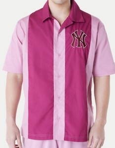 New Era Koszula New York Yankees Stripe Revere 60596341 Różowy Regular Fit