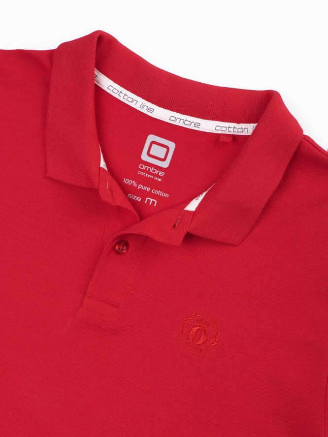 Koszulka męska polo z dzianiny pique - czerwony V22 S1374 - XXL
