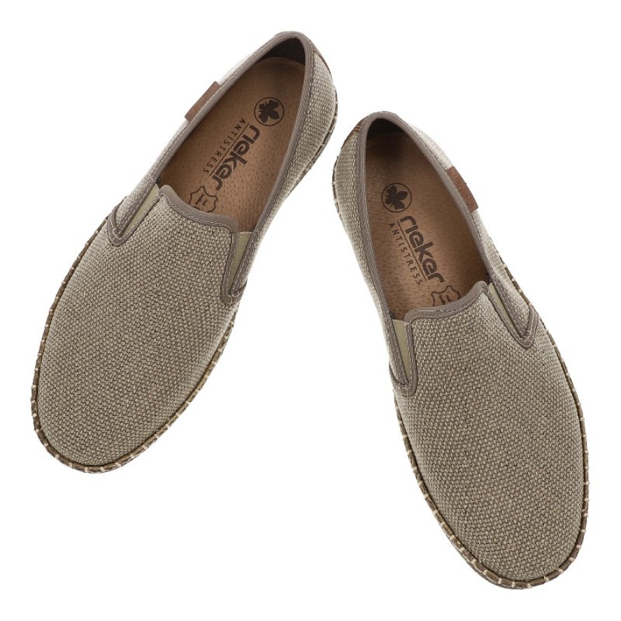 Beżowe Espadryle Rieker Eleganckie Wsuwane Obuwie Męskie