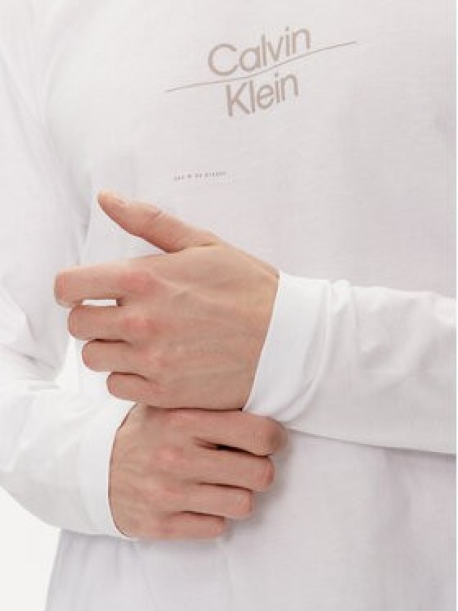 Calvin Klein Longsleeve Line Logo K10K112483 Biały Regular Fit