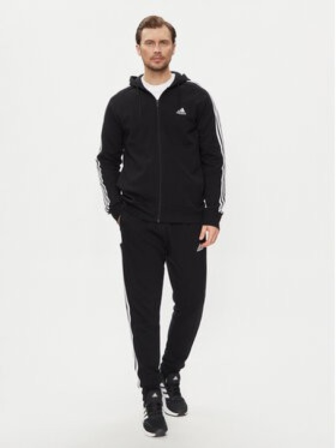 adidas Bluza Essentials French Terry 3-Stripes Full-Zip Hoodie IC0433 Czarny Regular Fit