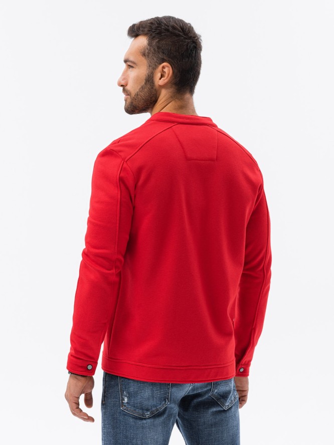 Bluza męska rozpinana ze stójką - czerwona V6 OM-SSZP-22FW-005 - XXL