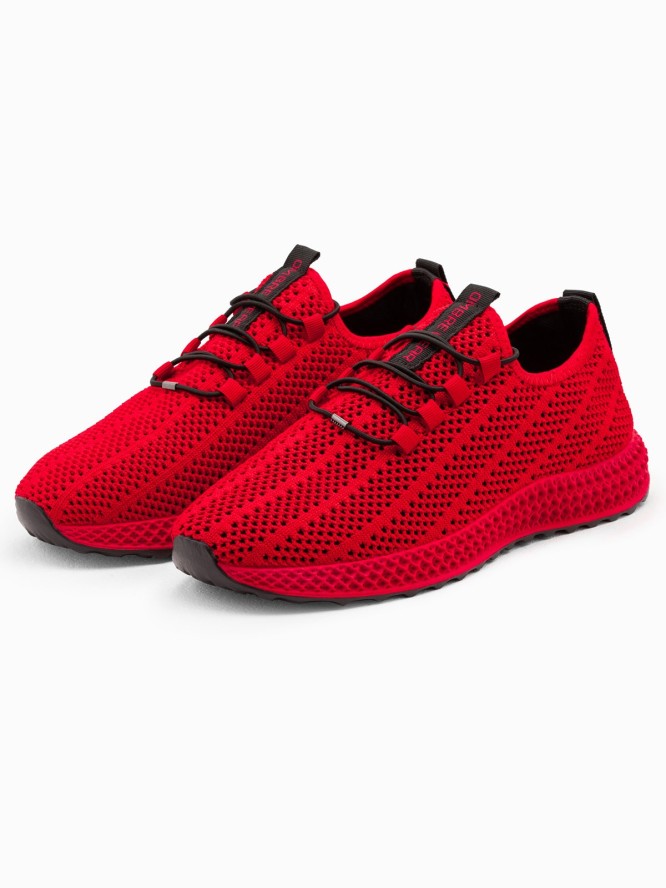 Buty męskie wsuwane sneakersy z siateczki - czerwone V2 OM-FOKS-0117 - 42