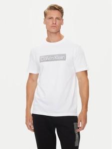 Calvin Klein T-Shirt Striped Logo K10K113590 Biały Regular Fit