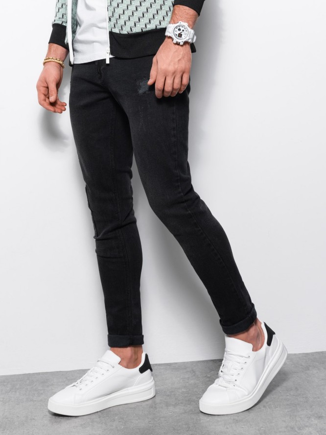 Spodnie męskie jeansowe SKINNY FIT - czarne P1060 - XXL