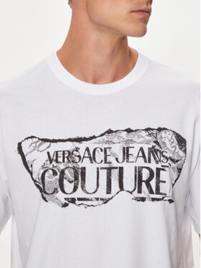 Versace Jeans Couture T-Shirt 76GAHE03 Biały Regular Fit