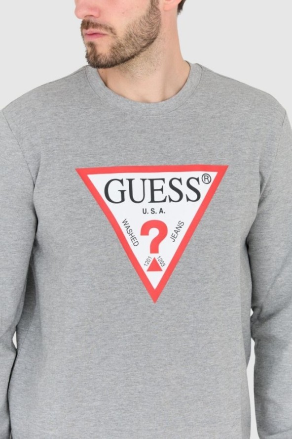 GUESS Bluza szara slim fit