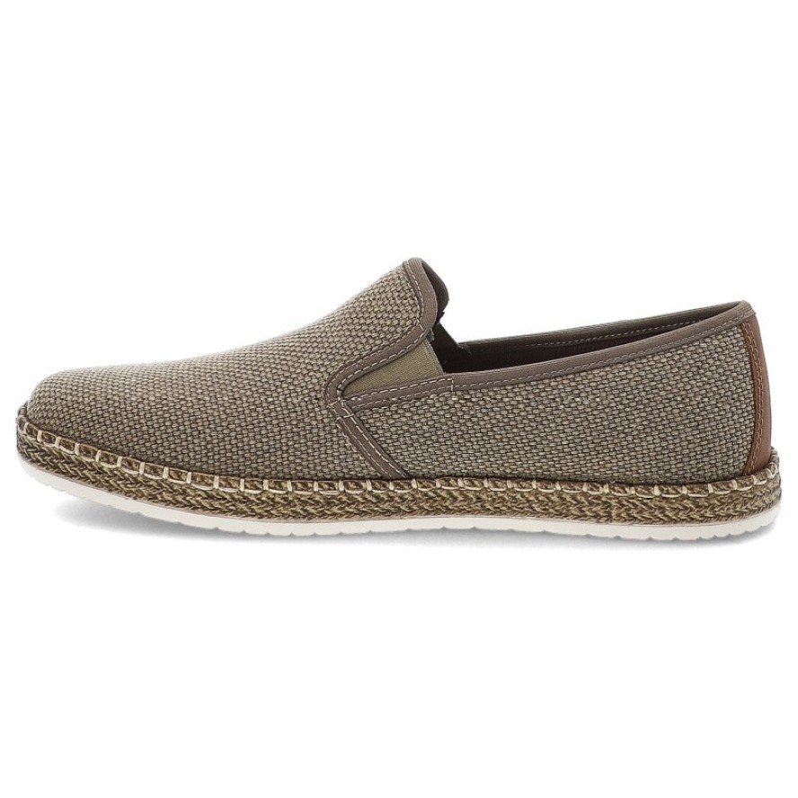 Beżowe Espadryle Rieker Eleganckie Wsuwane Obuwie Męskie