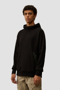 C.P. COMPANY Czarna męska bluza z kapturem Sweat Hooded