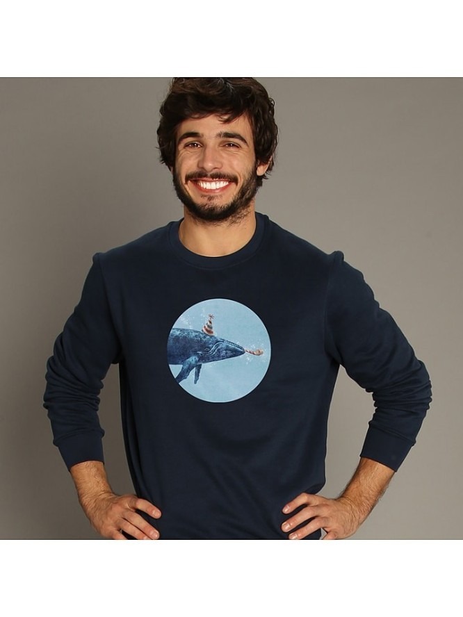 WOOOP Bluza "Part whale" w kolorze granatowym rozmiar: L