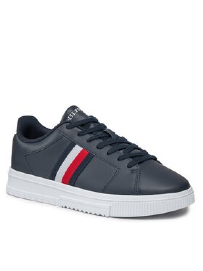 Tommy Hilfiger Sneakersy Supercup Lth Stripes Ess FM0FM04895 Granatowy