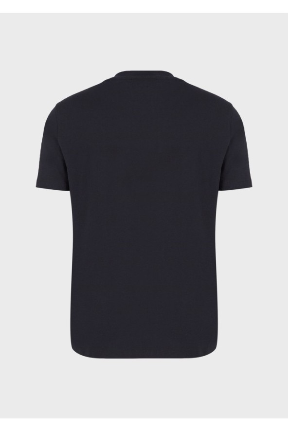 EMPORIO ARMANI T-shirt granatowy wyszywane logo