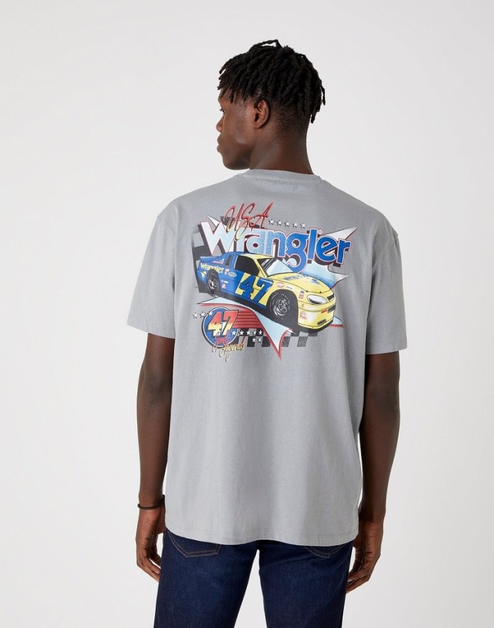 MĘSKI T-SHIRT WRANGLER SS CAR TEE MONUMENT GREY W7APGF174 112131355