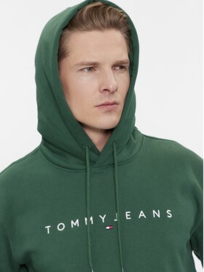 Tommy Jeans Bluza Tjm Reg Linear Logo Hoodie Ext DM0DM17985 Zielony Regular Fit