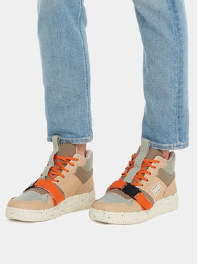 Tommy Jeans Sneakersy Tjm Basket Leather Buckle Mid EM0EM01288 Beżowy