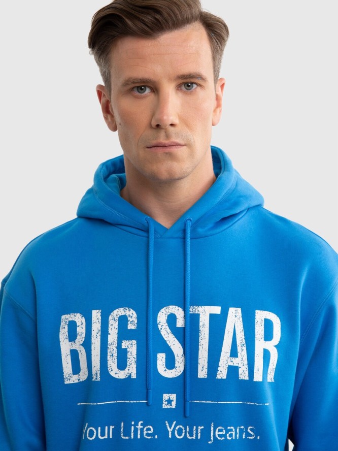 Bluza męska z kapturem z logo BIG STAR niebieska Ashlyno 401