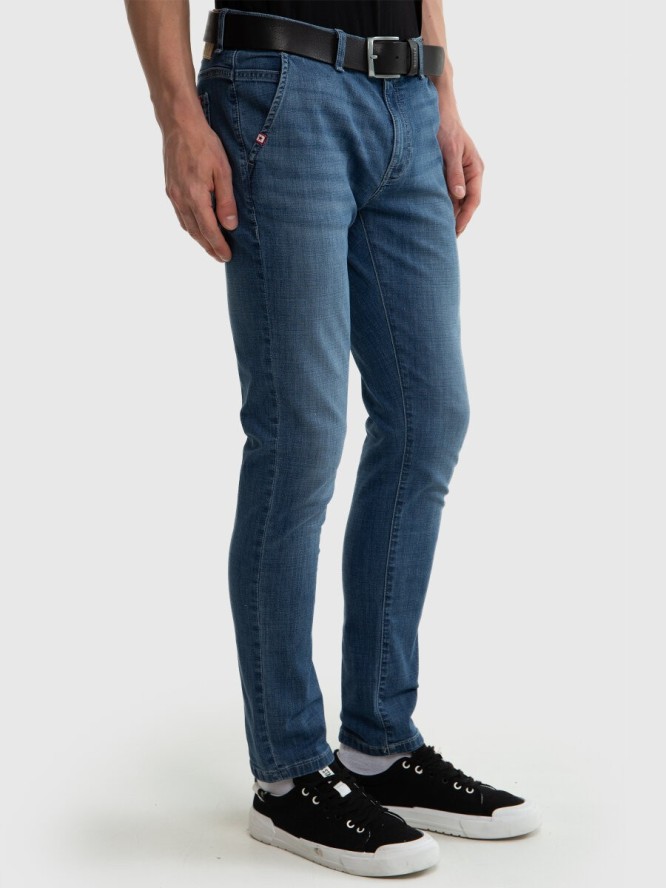 Spodnie chinosy jeans męskie niebieskie Cinar 128