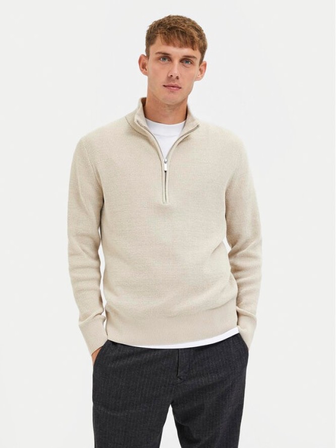 Selected Homme Sweter Rodney 16087985 Beżowy Regular Fit