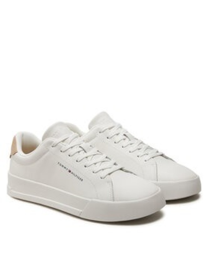 Tommy Hilfiger Sneakersy Th Court Leather Grain Ess FM0FM05297 Écru