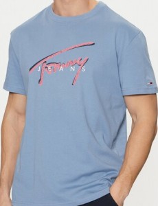 Tommy Jeans T-Shirt Signature DM0DM21109 Niebieski Regular Fit