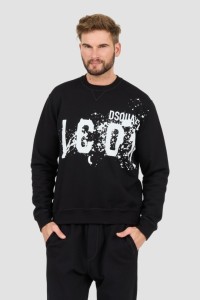 DSQUARED2 Czarna bluza Icon Splash Cool Fit Crewneck