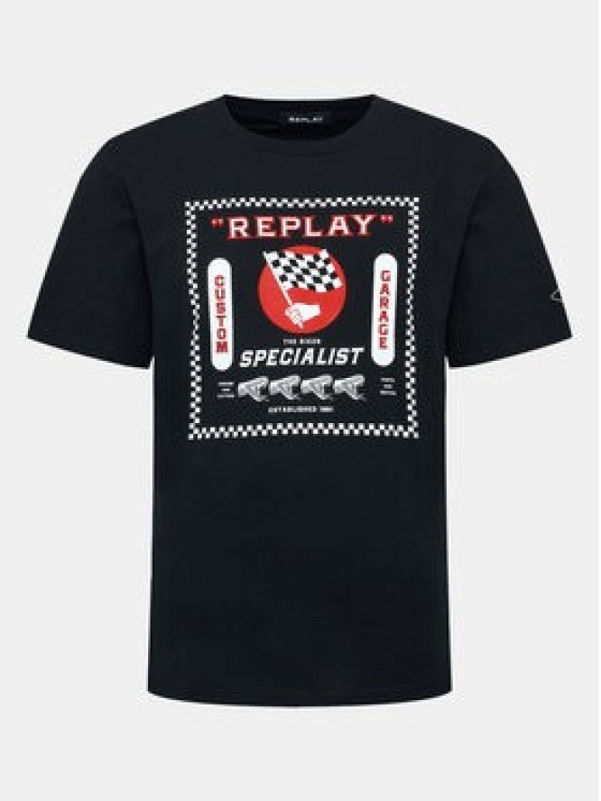 Replay T-Shirt M6649.000.2660 098 Czarny Regular Fit